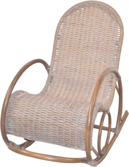 Schaukelstuhl aus Kubu-Rattan handgefertigt, naturgrau