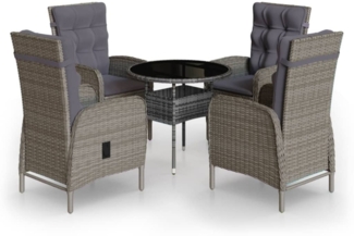 vidaXL 5-tlg. Garten-Bistro-Set Poly Rattan Grau