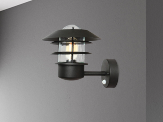 LED Außenwand Laterne mit Bewegungsmelder, Schwarz Höhe 24cm