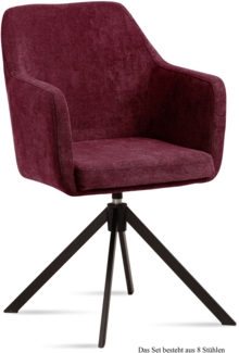 Armlehnstuhl drehbar (8er-Set) Denice 57 x 87 x 60 Schwarz/Marsala