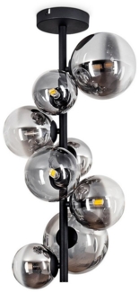 hofstein Deckenleuchte Deckenlampe aus Metall/Glas in Schwarz/Chromfarben/Klar, ohne Leuchtmittel, Glasschrime Ø10cm, 12,5cm, 15cm, 8x G9, ohne Leuchtmittel