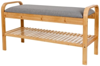 Lumaland Schuhregal Schuhregal aus Bambus mit Sitzbank, 1 Ebene 90x50x30 Schuhschrank Schuhbank Regal Schuhe