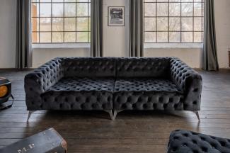 KAWOLA Big-Sofa NARLA, Sofa Chesterfield Velvet versch. Farben mit o. ohne Hocker