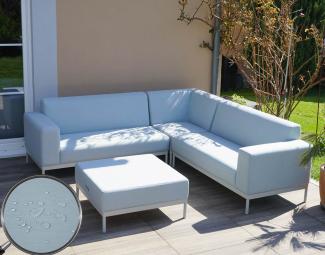 Alu-Garten-Garnitur HWC-C47, Sofa, Outdoor Stoff/Textil ~ blau ohne Ablage, ohne Kissen