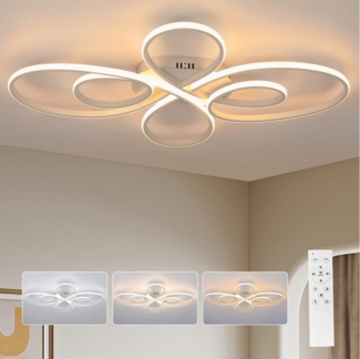 LETGOSPT Deckenleuchte 42W LED Deckenlampe in Blumenform 80cm, Dimmbar mit Fernbedienung, LED fest integriert, Kaltweiß, Naturweiß, Warmweiß, Deckenbeleuchtung für Schlafzimmer, Wohnzimmer, Esszimmer