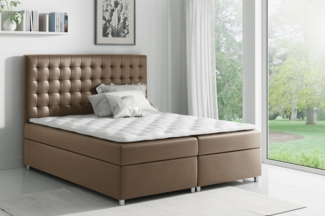 99rooms Fortuna Boxspringbett Kunstleder 140x200 cm Hellbraun