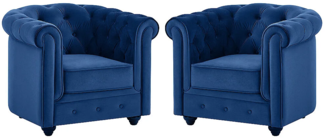 Vente-unique - Sessel 2er-Set - Samt - Dunkelblau - CHESTERFIELD