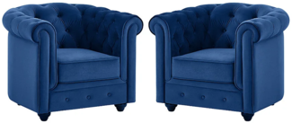 Vente-unique - Sessel 2er-Set - Samt - Dunkelblau - CHESTERFIELD