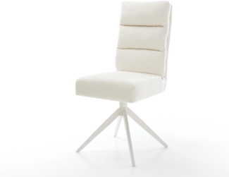 Drehstuhl Pela-Flex Bouclé Soft Beige Kreuzgestell breit Weiß 360° drehbar Wippfunktion Taschenfederkern