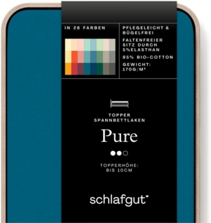Schlafgut Spannbettlaken PURE TOPPER in Gr. 90x200, 140x200 oder 180x200 cm, Laken für Topper, Jersey-Elasthan, Gummizug: rundum, (1 Stück), aus 100% Bio-Baumwolle, für Matratzen bis 10 cm Höhe, Bettlaken