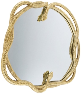 riess-ambiente Wandspiegel SNAKE L 50cm gold Metall - runder Spiegel mit Schlangen-Skulptur (Einzelartikel, 1-St), dekoratives & pflegeleichtes Wohnaccessoire · Statement Piece