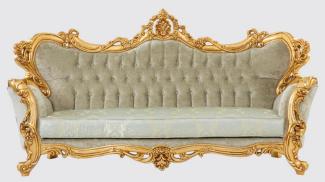 Casa Padrino Luxus Barock Sofa Grün / Gold 250x100 x H. 125 cm