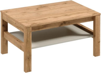 AX LIVING Wohnzimmer Tisch Iseonia ST – 90 cm breit, Eiche Wotan/Beige
