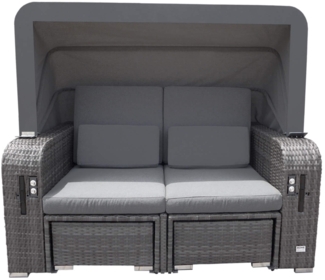 Strandkorb Relaxa Sonnenliege Gartenliege Gartenmöbel Liege Sofa Lounge grau