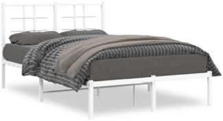 vidaXL Bettgestell mit Kopfteil, Metall weiß, 120x200 cm