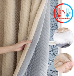 Rosnek Verdunkelungsvorhang Thermovorhang Verdunklung Flanell Kälteschutz Blickdicht 350g/m², (1 St), Kräuselband Stangendurchzug Wohnzimmer Schlafzimmer 140x213 cm Beige