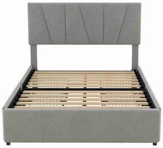 BlingBin Polsterbett (1-tlg, Komfort-Polsterbett mit Stauraum, 140x200 cm), 4 Schubladen, höhenverstellbares Kopfteil, weicher Samtbezug