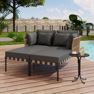 LVHOM Garten-Lounge-Set 3 tlg. Balkonmöbel Set, Loungesessel 2 Stk. & Couchtisch, Gartenmöbel Set, Loungegarnitur Chaiselounge Terassenmöbel