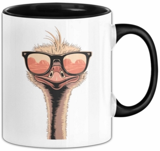 Trendation Tasse Strauß Vogel Sonnenbrille Tasse Geschenk Lustige Geschenkidee Spruch