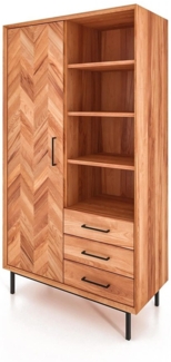 Schrank Seiba Kernbuche massiv 97x45x176 Fischgrät 1 Tür 3 Schubladen 4 Fächer