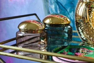 Giftcompany Vorratsdose Voile Glasdose S grau/gold 8,5cm, Glas