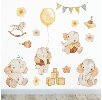Sunnywall Wandtattoo Ballon Baby Elefant Wandsticker Wandtattoo (3 St), konturgeschnitten