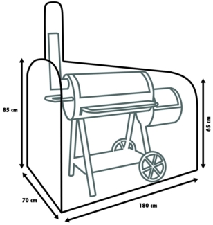 Primaster Grill Schutzhülle 180 x 70 x 65 - 145 cm für Smoker Abdeckung Grillhaube Sleeve