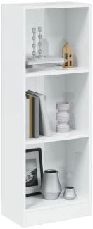 vidaXL Bücherregal 3 Fächer Hochglanz-Weiß 40x24x109 cm Holzwerkstoff 800834