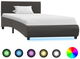 vidaXL Bettgestell mit LED Grau Kunstleder 90x200 cm, Mit Beleuchtung [285492]