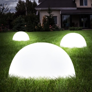 etc-shop LED Solarleuchte, LED-Leuchtmittel fest verbaut, 3er Set LED Wand Boden Solar Außen Leuchten Halb-Kugel Garten
