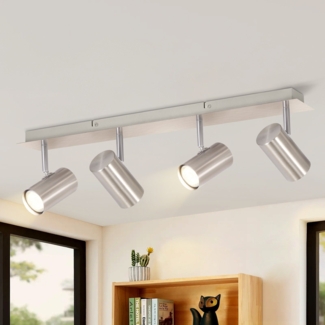 ZMH Deckenstrahler 4 Flammig Wohnzimmer Deckenleuchte - Deckenlampe GU10 Nickel Metall Flurlampe Modern Deckenspot Schwenkbar 330°Küchelampe für Wohnzimmer Küche Schlafzimmer Nein Leuchtmittel