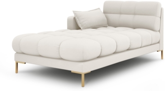 Micadoni Recamiere Mamaia 1-Sitzer Links Strukturierter Stoff Helles Beige Metall Gold