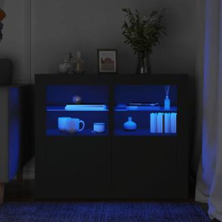 vidaXL Beistellschränke mit LED-Leuchten 2 Stk. Schwarz Holzwerkstoff 836633