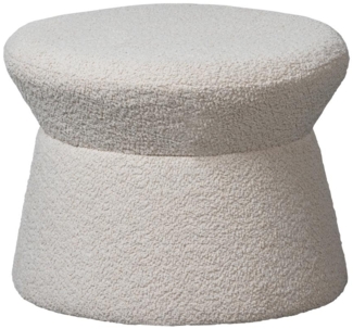 Hocker Rowan aus Boucle-Stoff, Creme