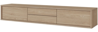 Selsey 'Moddern' TV-Lowboard mit Schubladen und Wandmontageoption, Eiche, 32 x 180 x 36 cm