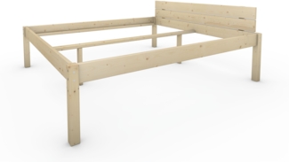 Pfostenbett Massivholzbett (Fichte) "Daybett" 200 x 220 cm 58 cm Holzbett 300kg