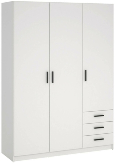 Dmora Kleiderschrank 3 Türen Simeon, Schlafzimmermöbel, Schrank, Garderobe, 147x50 h200 cm, Weiß