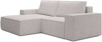 Selsey 'Farese Mini' Ecksofa mit Cordbezug, Schlaffunktion und Stauraum, Greige, links