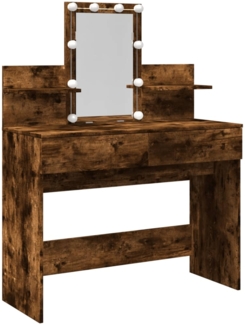 vidaXL Schminktisch mit LED-Beleuchtung Räuchereiche 100x40x130 cm 848203