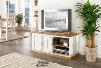 Mexico TV-Kommode Fernsehtisch, Pinie weiß / honig, Landhausstil shabby Möbel
