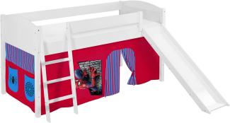Lilokids 'Ida 4106' Spielbett 90x200 cm, Spiderman, Kiefer massiv, mit Rutsche und Vorhang