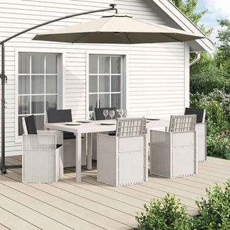 vidaXL Garten Essgruppe mit Kissen 7 pcs Weiß und Anthrazit PP 3430080