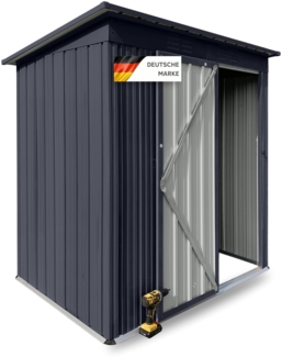 Albatros Profi Gerätehaus S – verzinktes Metall in Anthrazit (RAL 7016) | 165 x 86 x 174 cm, 2,1m³ | Schloss & Werkzeughaken | wetterfest Geräteschuppen