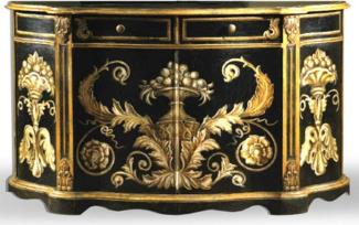 Casa Padrino Barock Sideboard Schwarz / Gold handbemalt 174 cm - Hotel Collection