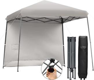 COSTWAY 3x3m Faltpavillon mit abnehmbarer Seitenwand Pop-up Pavillon h?henverstellbar Gartenpavillon Partyzelt inkl. Rolltasche für Camping & Party Grau