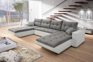 Wohnlandschaft Sofa NINO XL mit Schlaffunktion Weiss-Grau