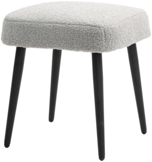 MC Star Fußhocker Sitzhocker quadratisch mit Kaschmir-Optik, Fußstütze (mit Stahlbeinen, ideal für Wohnzimmer & Schlafzimmer, hellgrau)