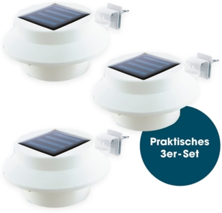EASYmaxx Solar-Leuchte für Dachrinne 3er-Set | mit Tageslichtsensor, kabellos [weiß]