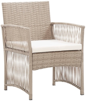 vidaXL Gartensessel mit Sitzkissen 2 Stk. Beige Poly Rattan 363408