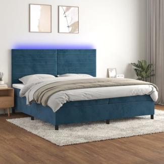 Boxspringbett mit Matratze & LED Samt Dunkelblau 200 x 200 cm, Härtegrad: H2 [3136207]